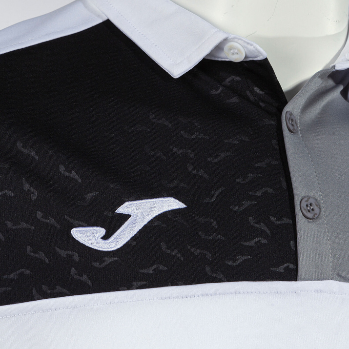 Koszulka polo JOMA CREW V biało-czarno-szara 103208.211