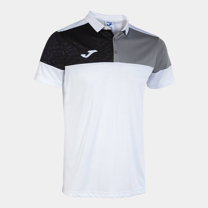 Koszulka polo JOMA CREW V biało-czarno-szara 103208.211