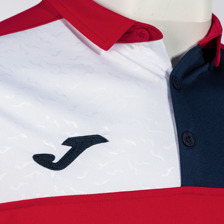 Koszulka polo JOMA CREW V czerwono-biało-granatowa 103208.603
