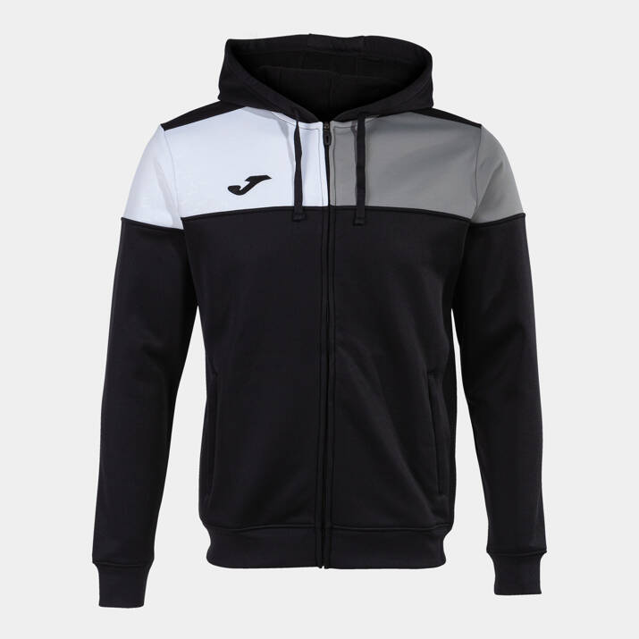 Bluza JOMA CREW V z kapturem i zamkiem czarno-biało-szara 103087.111
